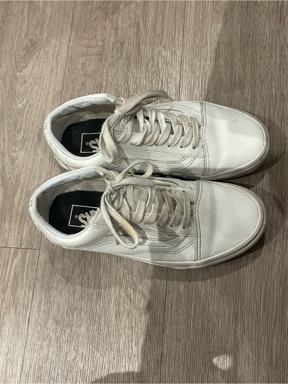 Vans Old Skool White Leather Sneakers – Women’s US 6 / EU 36 - Picture 3 of 8